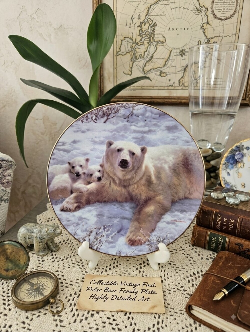Vintage 1995 Carl Brenders "Mother of Pearls" Polar Bear Plate